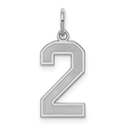 Sterlingsilber Silber/rhodiniert Satiniert Zahl 2 Charm