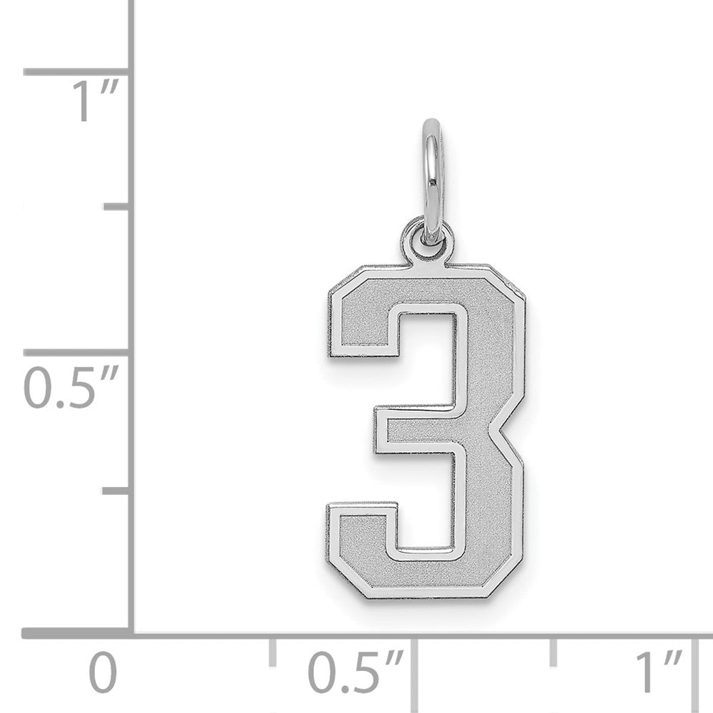 Sterlingsilber Silber/rhodiniert Satiniert Zahl 3 Charm