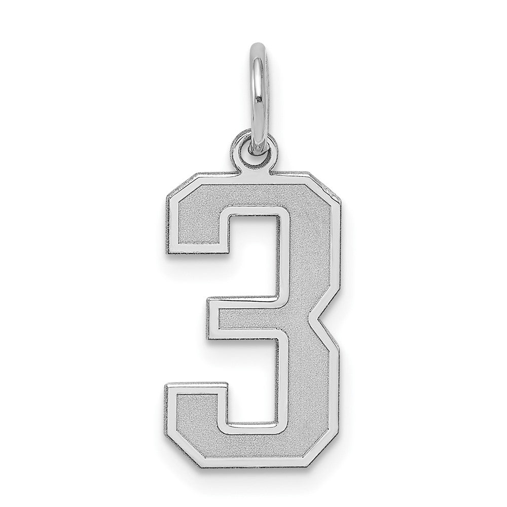 Sterlingsilber Silber/rhodiniert Satiniert Zahl 3 Charm