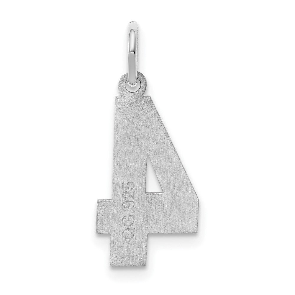Sterlingsilber Silber/rhodiniert Satiniert Zahl 4 Charm