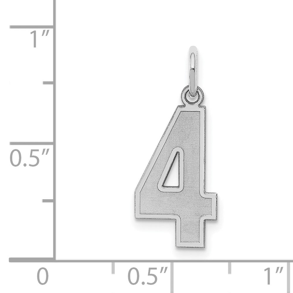 Sterlingsilber Silber/rhodiniert Satiniert Zahl 4 Charm