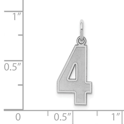 Sterlingsilber Silber/rhodiniert Satiniert Zahl 4 Charm