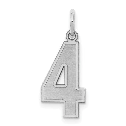 Sterlingsilber Silber/rhodiniert Satiniert Zahl 4 Charm