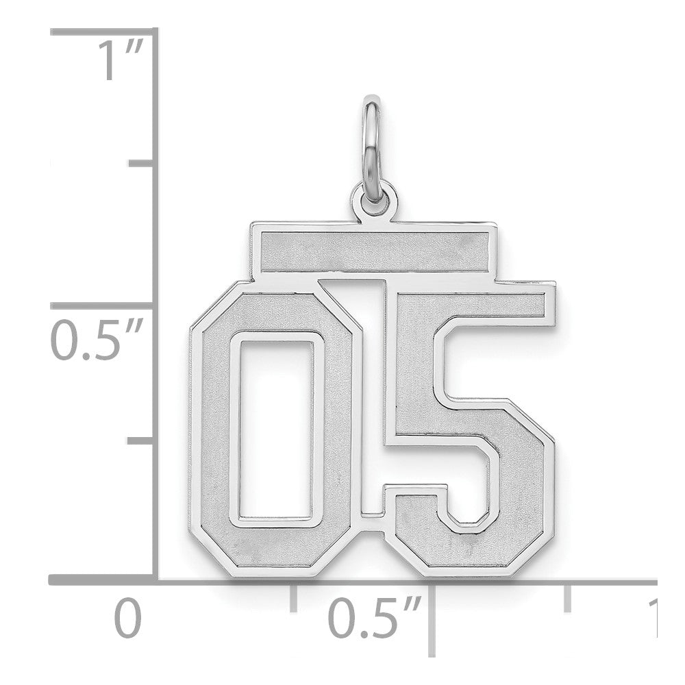 Sterlingsilber Poliert & Lasergeschnitten Mittel Zahl 05 mit Oberteil Charm