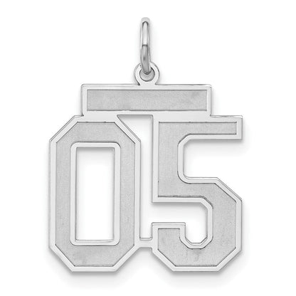 Sterlingsilber Poliert & Lasergeschnitten Mittel Zahl 05 mit Oberteil Charm