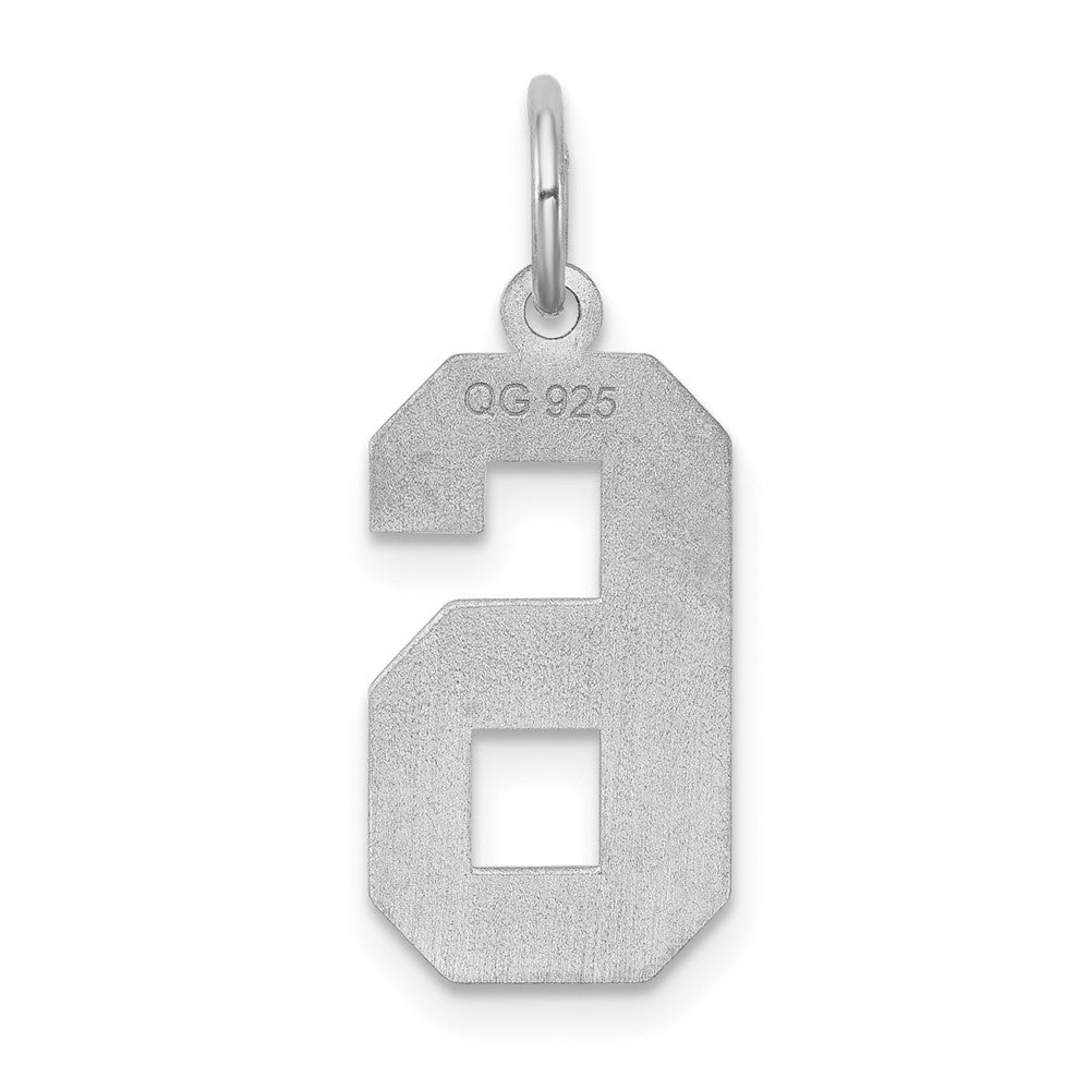 Sterlingsilber Silber/rhodiniert Satiniert Zahl 6 Charm