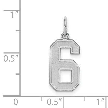 Sterlingsilber Silber/rhodiniert Satiniert Zahl 6 Charm