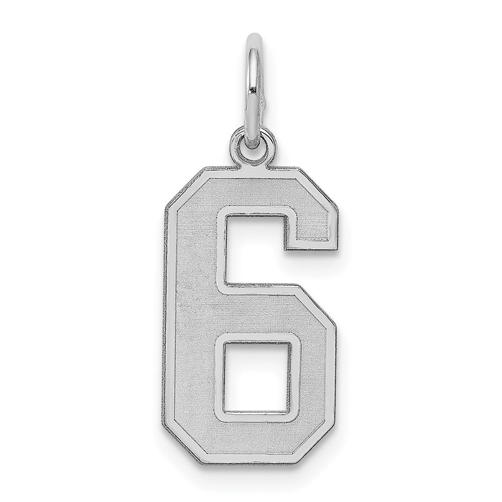 Sterlingsilber Silber/rhodiniert Satiniert Zahl 6 Charm