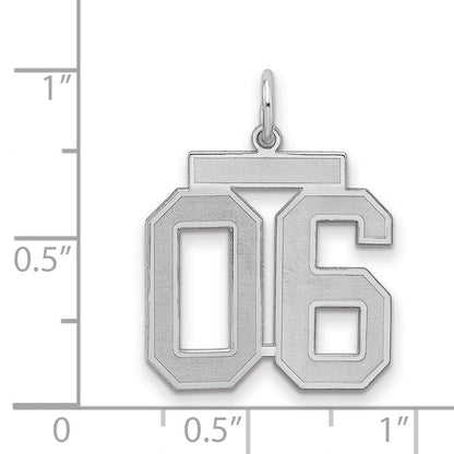 Sterlingsilber Mittel Satiniert Zahl 6 mit Oberteil