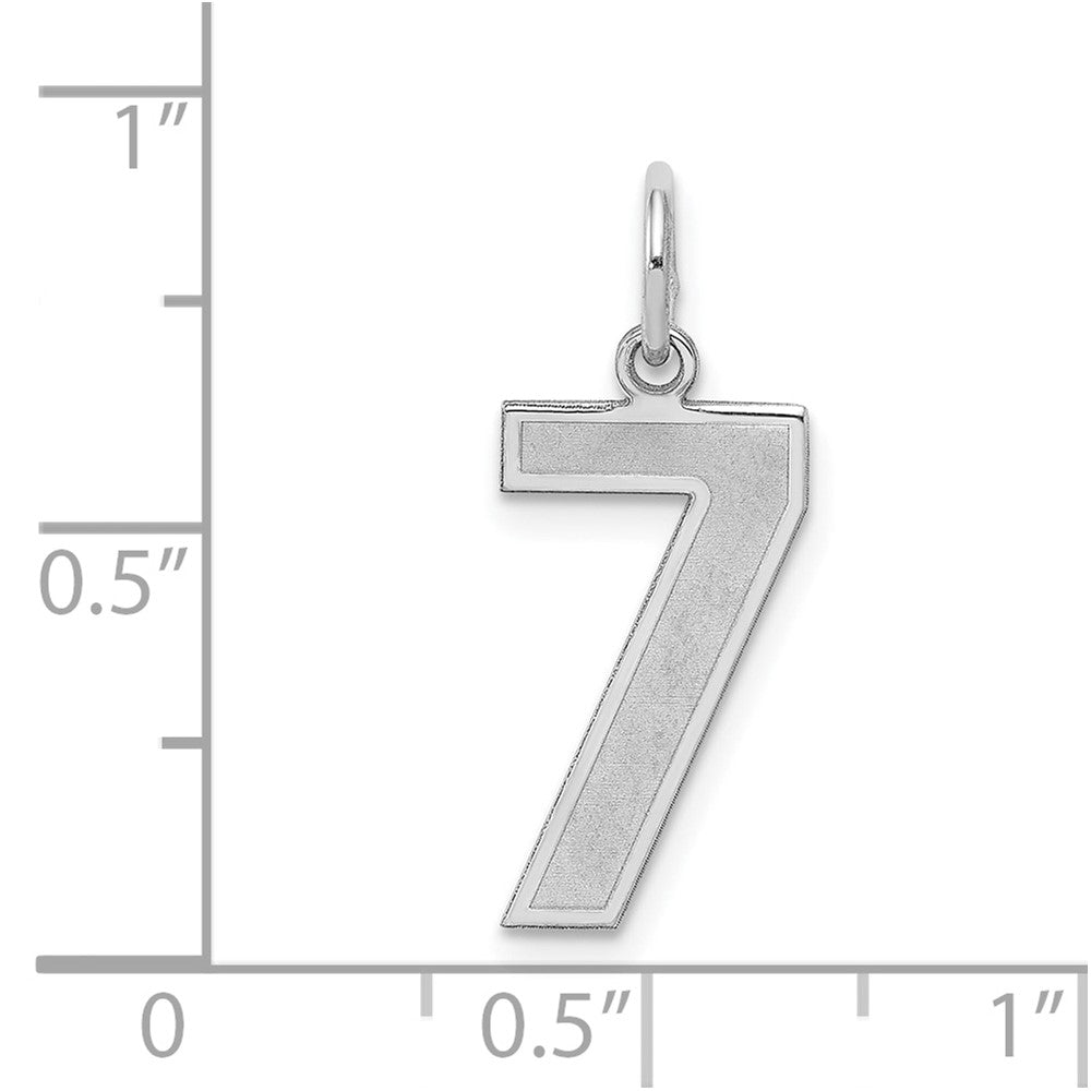Sterlingsilber Silber/rhodiniert Satiniert Zahl 7 Charm