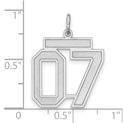Sterlingsilber Poliert & Lasered Mittel Zahl 07 mit Oberteil Charm