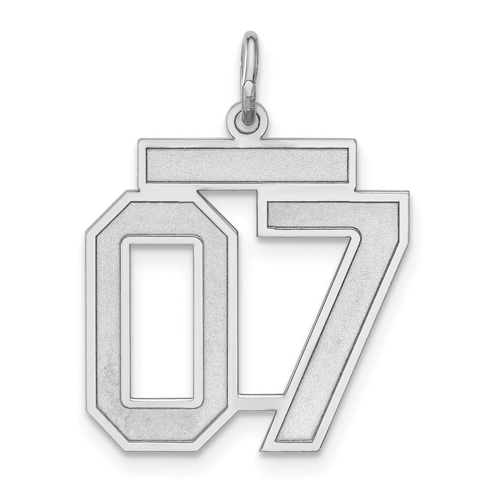 Sterlingsilber Poliert & Lasered Mittel Zahl 07 mit Oberteil Charm