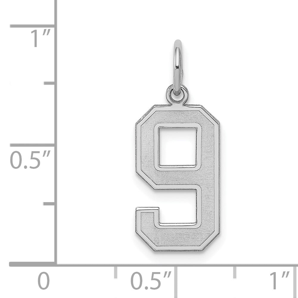 Sterlingsilber Silber/rhodiniert Satiniert Zahl 9 Charm