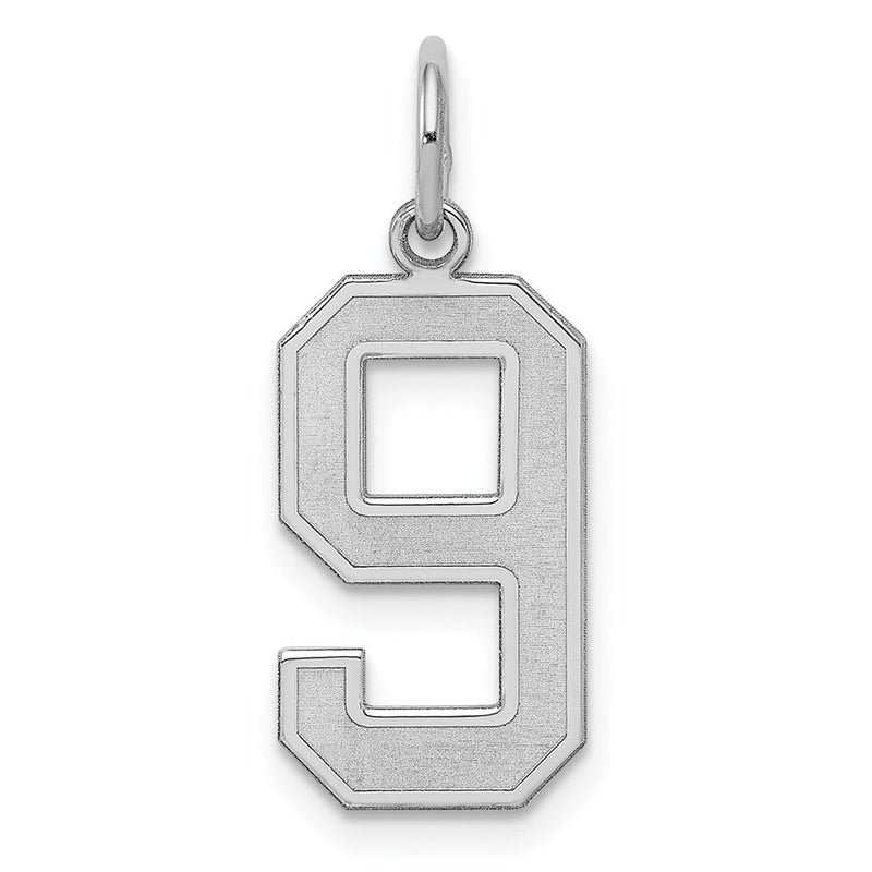 Sterlingsilber Silber/rhodiniert Satiniert Zahl 9 Charm