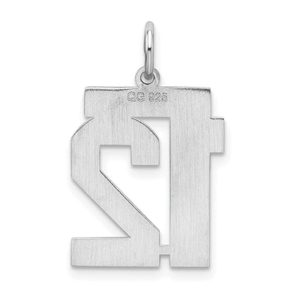 Sterlingsilber Silber/rhodiniert Satiniert Zahl 12 Charm