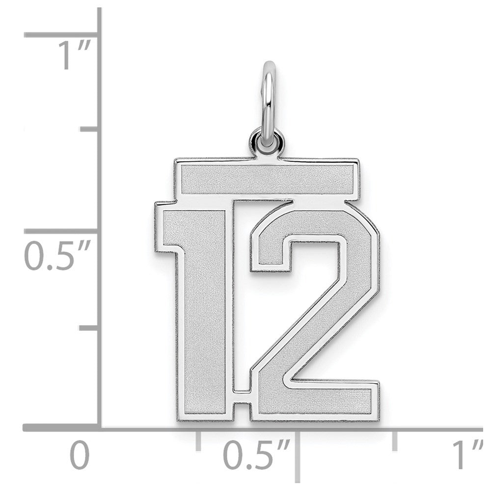 Sterlingsilber Silber/rhodiniert Satiniert Zahl 12 Charm