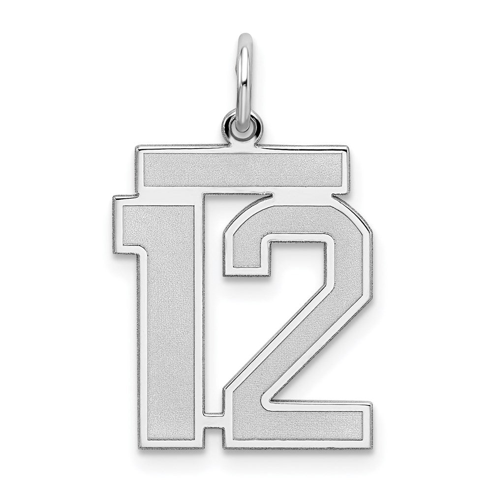 Sterlingsilber Silber/rhodiniert Satiniert Zahl 12 Charm