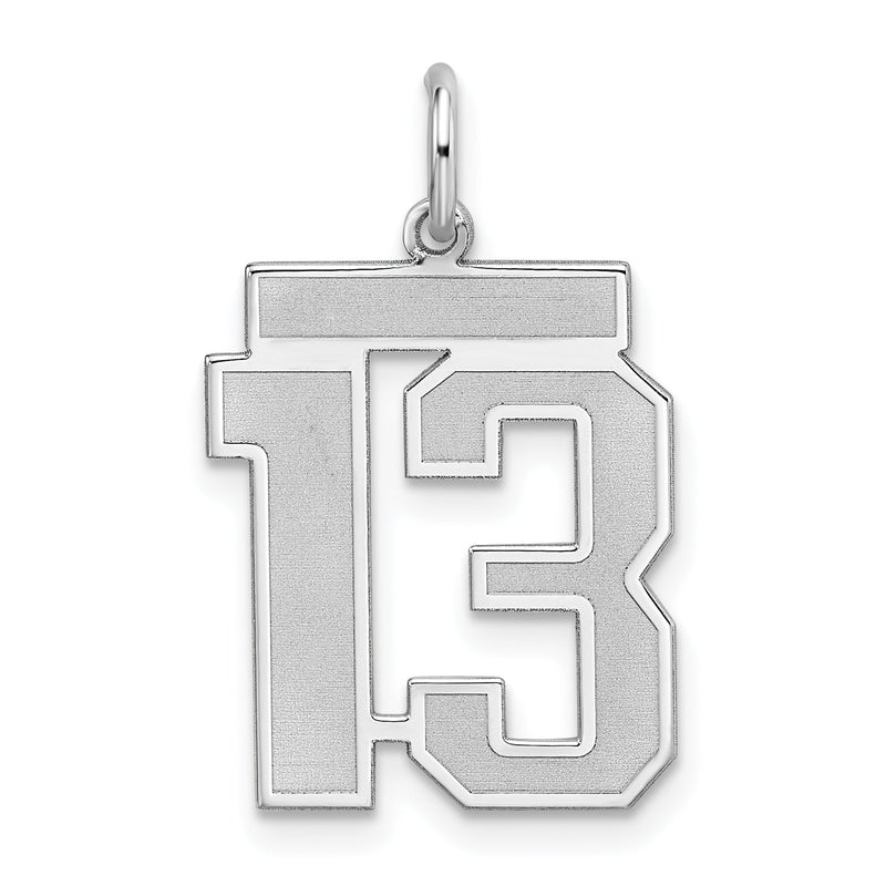 Sterlingsilber Silber/rhodiniert Satiniert Zahl 13 Charm
