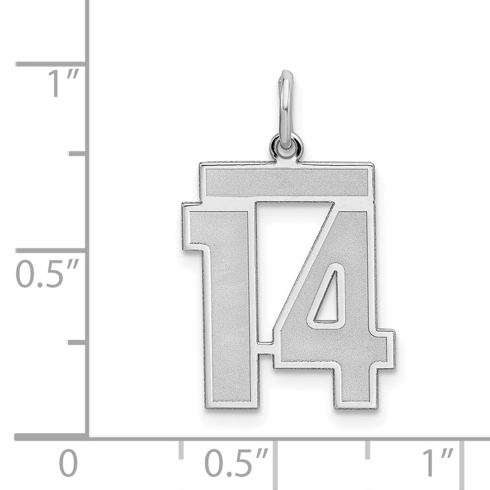 Sterlingsilber Silber/rhodiniert Satiniert Zahl 14 Charm