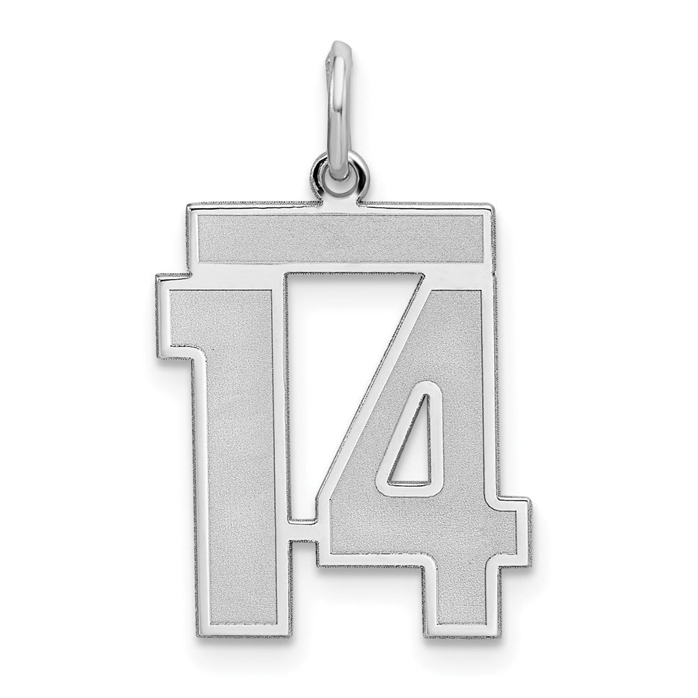 Sterlingsilber Silber/rhodiniert Satiniert Zahl 14 Charm