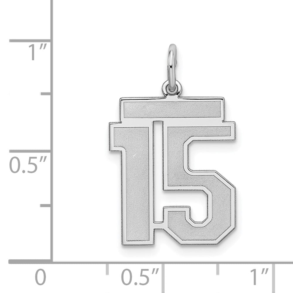 Sterlingsilber Silber/rhodiniert Satiniert Zahl 15 Charm