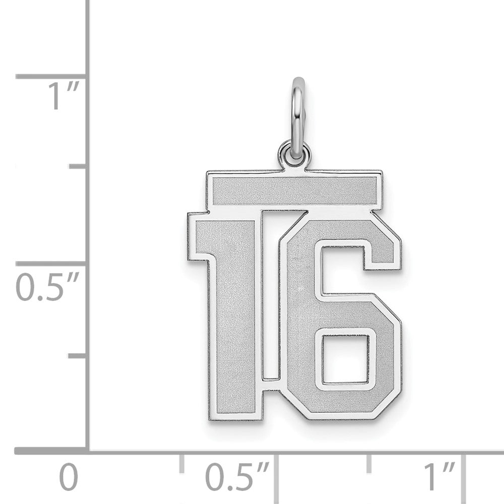 Sterlingsilber Silber/rhodiniert Satiniert Zahl 16 Charm