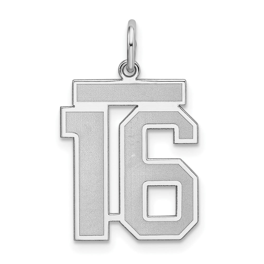 Sterlingsilber Silber/rhodiniert Satiniert Zahl 16 Charm