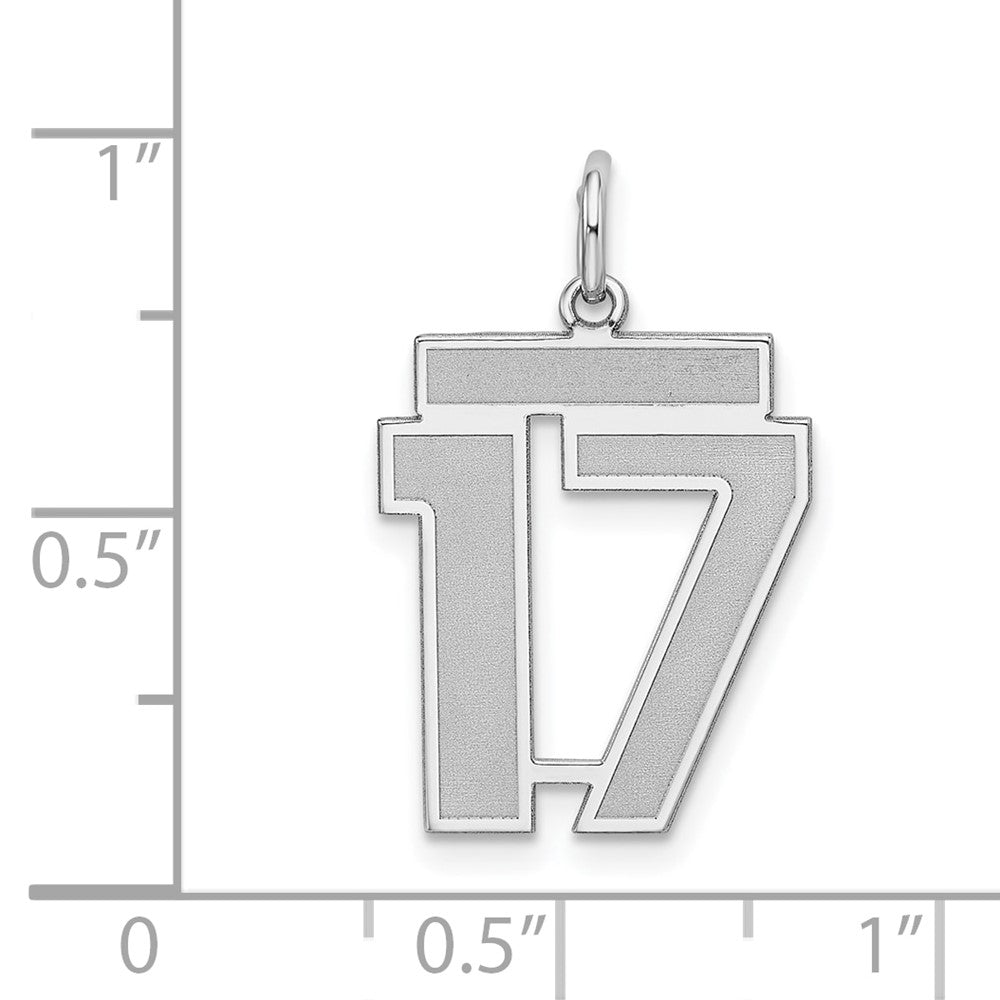 Sterlingsilber Silber/rhodiniert Satiniert Zahl 17 Charm