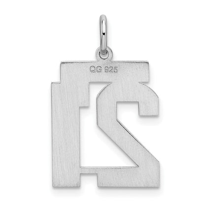 Sterlingsilber Silber/rhodiniert Satiniert Zahl 21 Charm