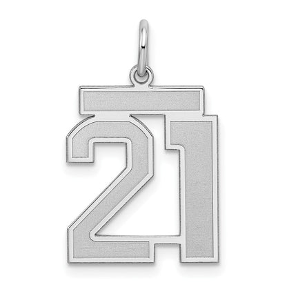 Sterlingsilber Silber/rhodiniert Satiniert Zahl 21 Charm