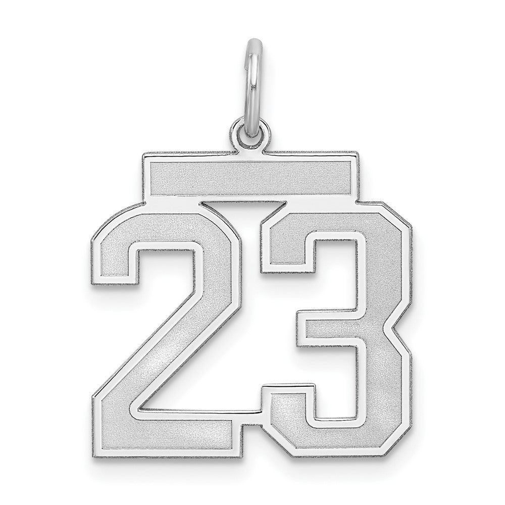 Sterlingsilber Silber/rhodiniert Satiniert Zahl 23 Charm
