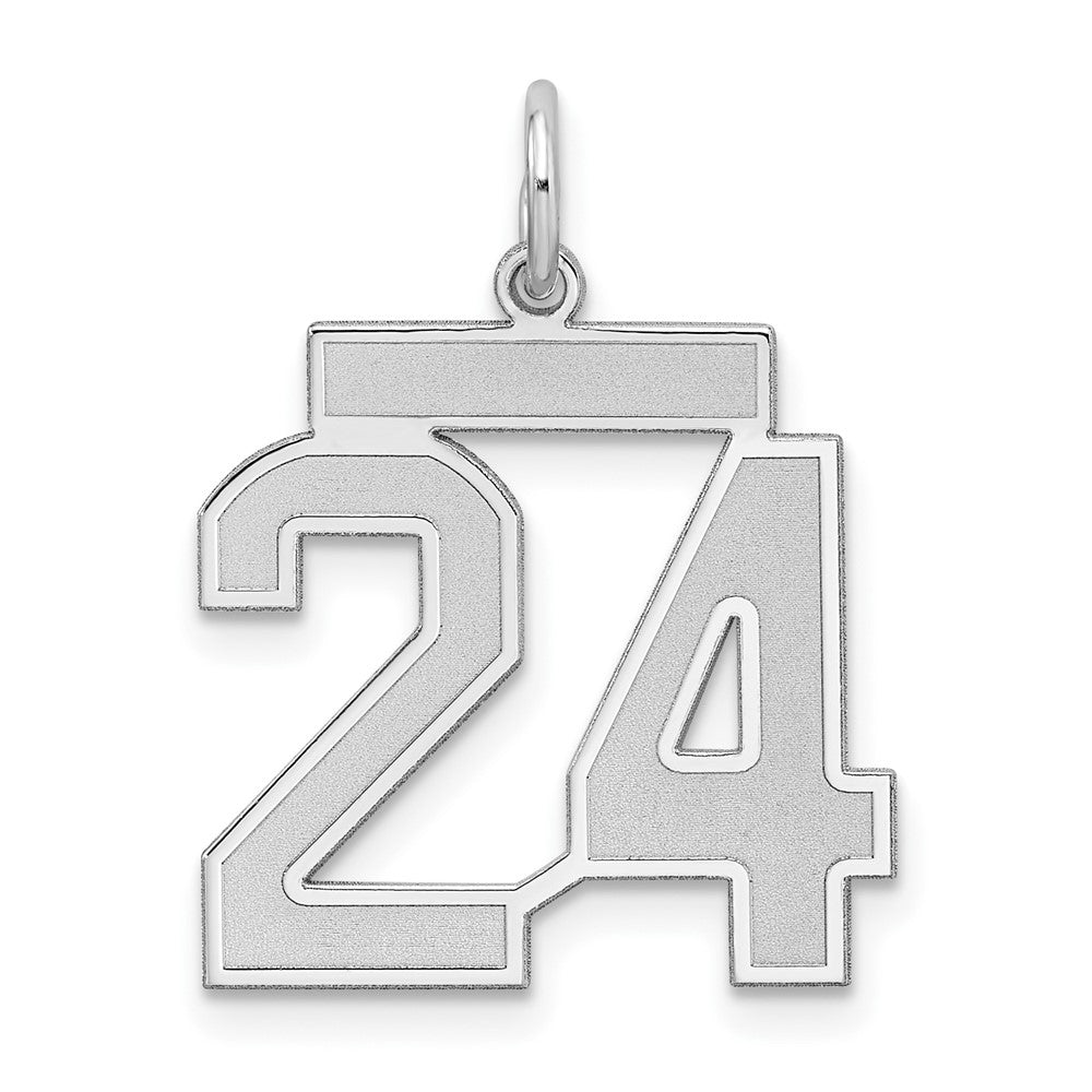 Sterlingsilber Silber/rhodiniert Satiniert Zahl 24 Charm