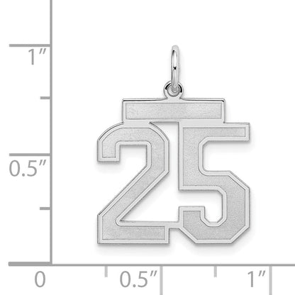 Sterlingsilber Silber/rhodiniert Satiniert Zahl 25 Charm