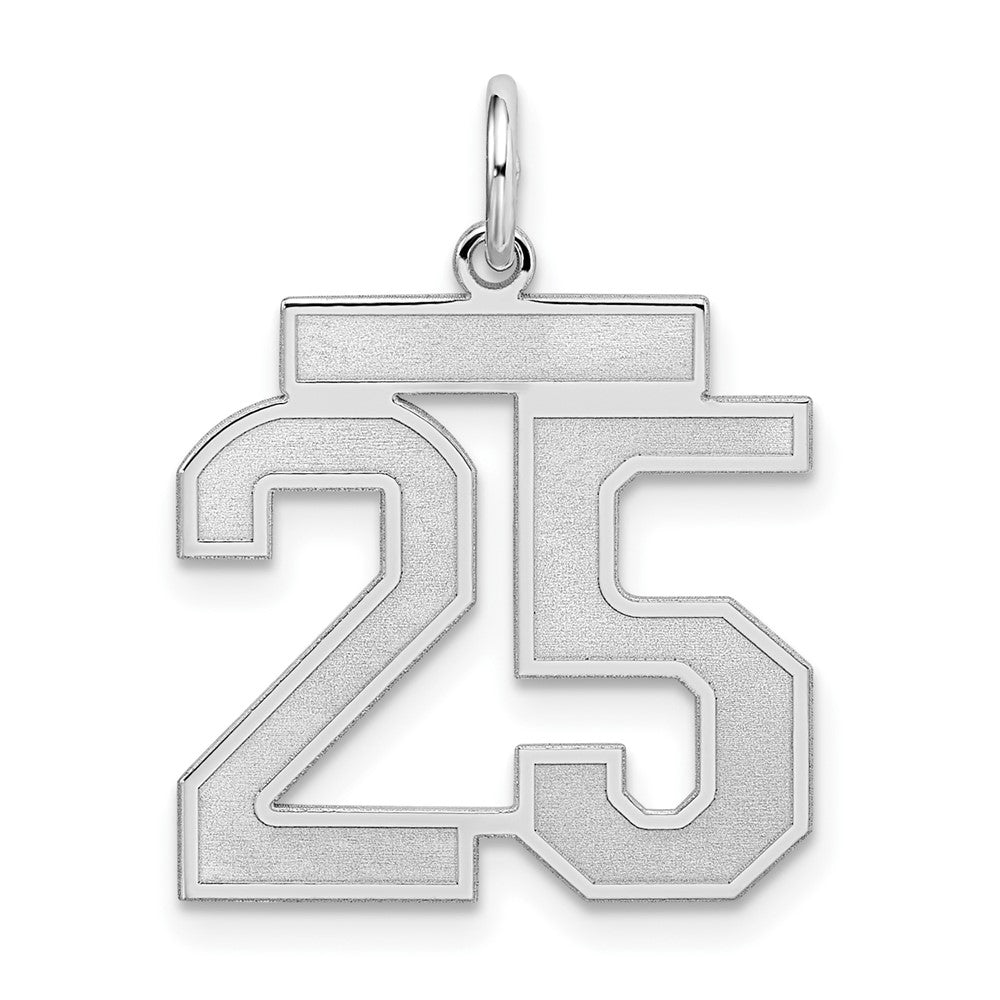 Sterlingsilber Silber/rhodiniert Satiniert Zahl 25 Charm