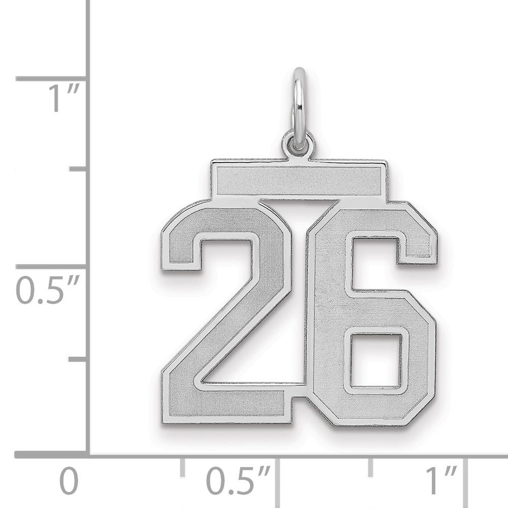 Sterlingsilber Silber/rhodiniert Satiniert Zahl 26 Charm