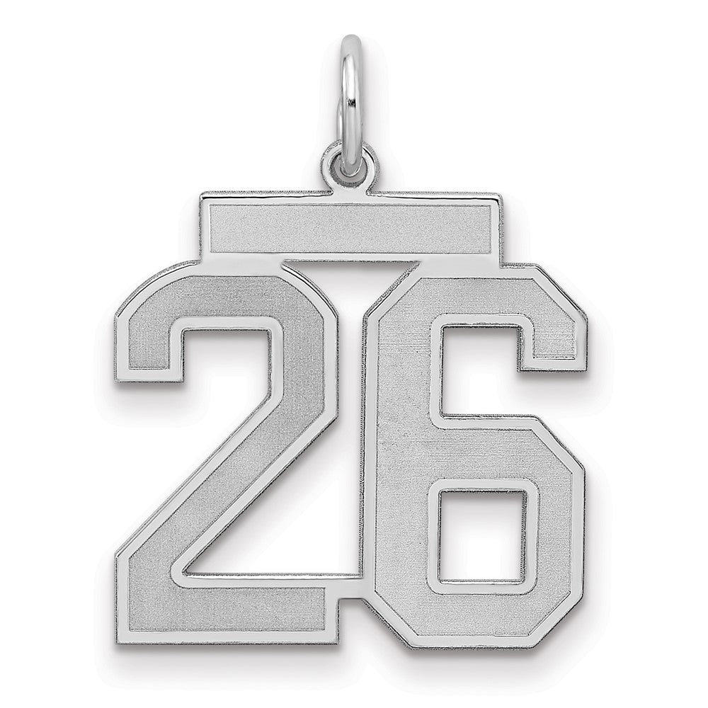 Sterlingsilber Silber/rhodiniert Satiniert Zahl 26 Charm