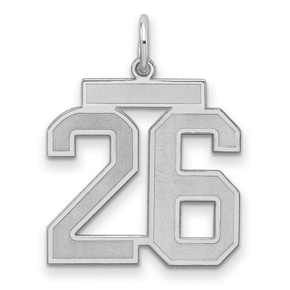 Sterlingsilber Silber/rhodiniert Satiniert Zahl 26 Charm