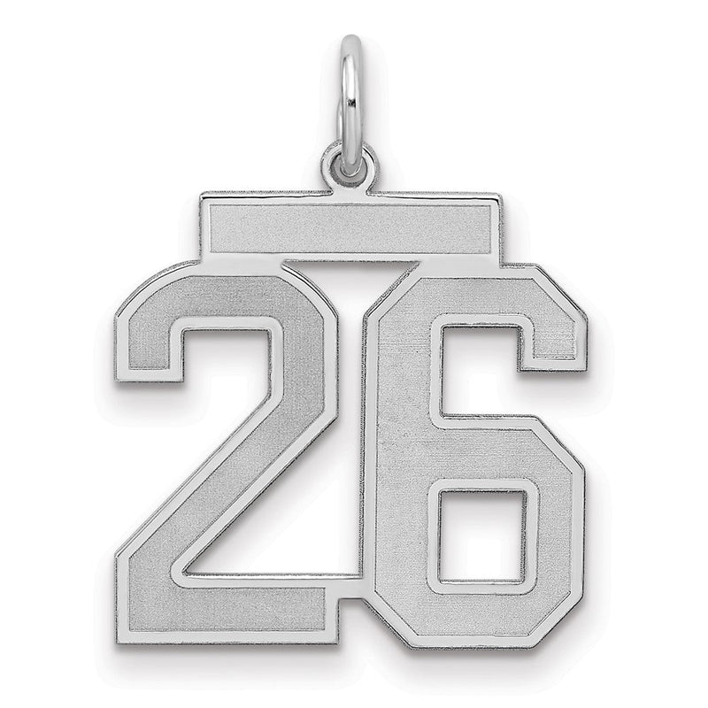 Sterlingsilber Silber/rhodiniert Satiniert Zahl 26 Charm