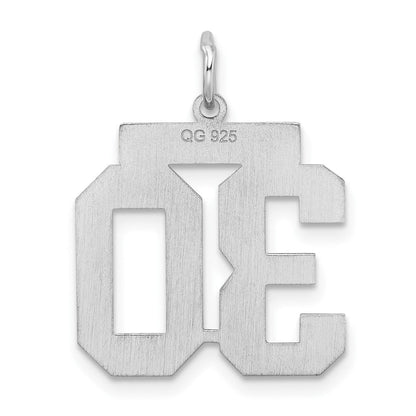 Sterlingsilber Silber/rhodiniert Satiniert Zahl 30 Charm