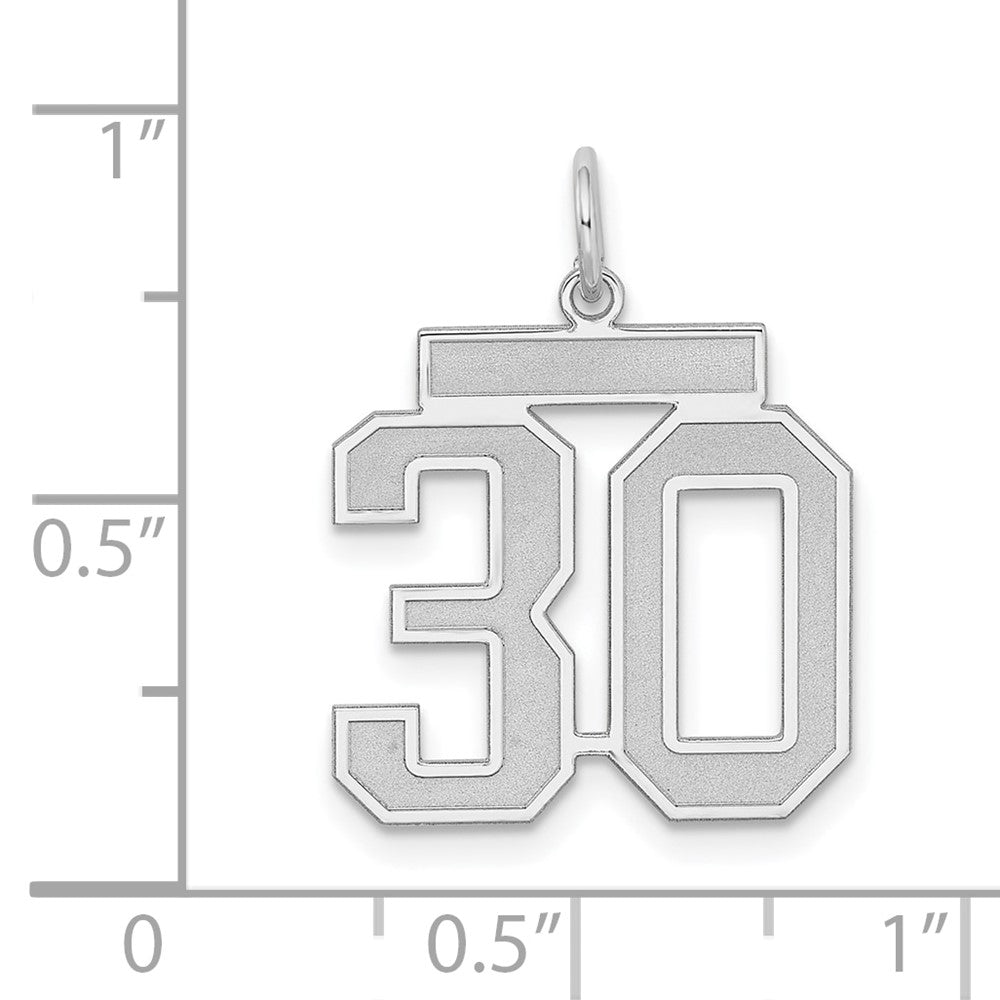Sterlingsilber Silber/rhodiniert Satiniert Zahl 30 Charm