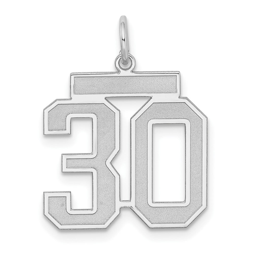 Sterlingsilber Silber/rhodiniert Satiniert Zahl 30 Charm