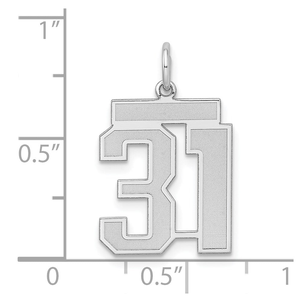 Sterlingsilber Silber/rhodiniert Satiniert Zahl 31 Charm