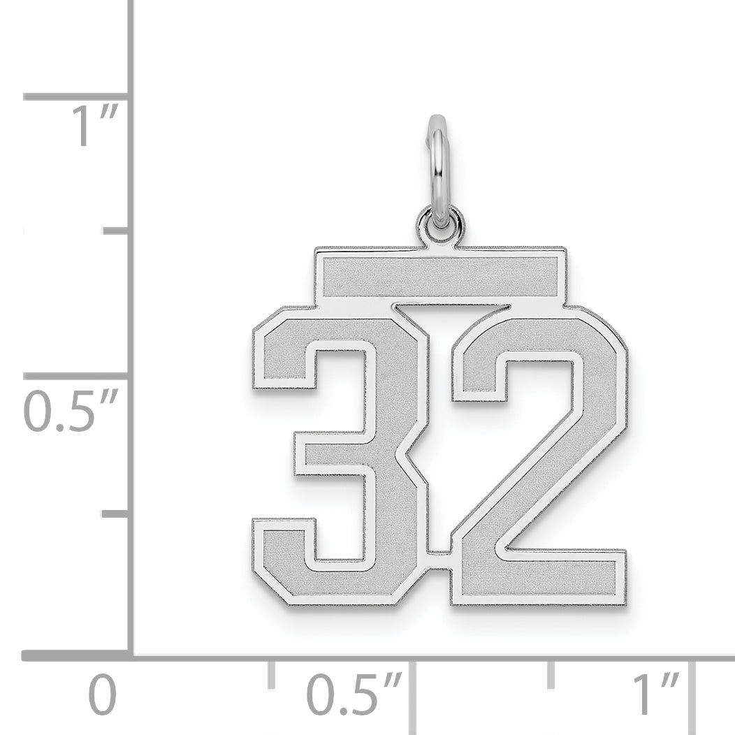 Sterlingsilber Silber/rhodiniert Satiniert Zahl 32 Charm