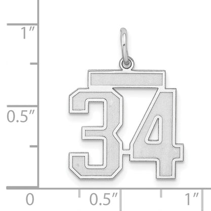 Sterlingsilber Silber/rhodiniert Satiniert Zahl 34 Charm