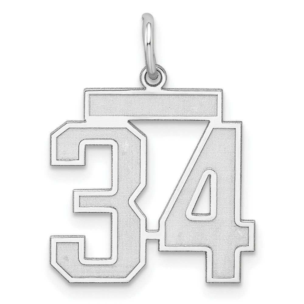 Sterlingsilber Silber/rhodiniert Satiniert Zahl 34 Charm
