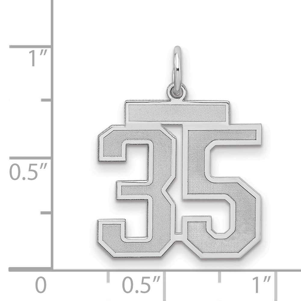 Sterlingsilber Silber/rhodiniert Satiniert Zahl 35 Charm