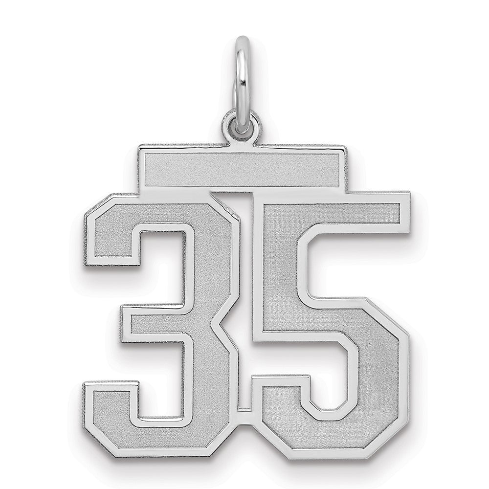Sterlingsilber Silber/rhodiniert Satiniert Zahl 35 Charm