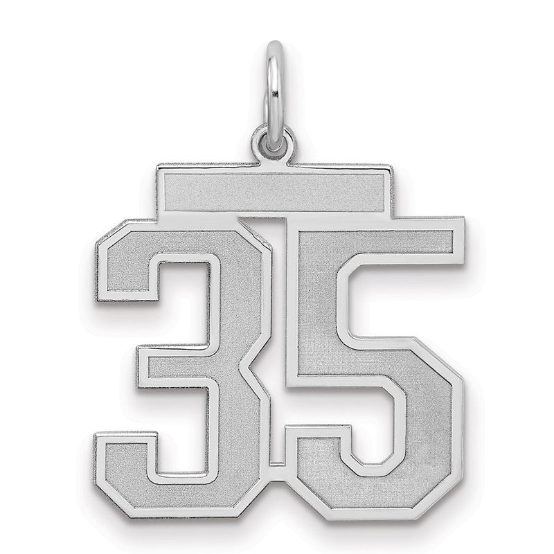 Sterlingsilber Silber/rhodiniert Satiniert Zahl 35 Charm