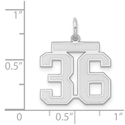 Sterlingsilber Silber/rhodiniert Satiniert Zahl 36 Charm