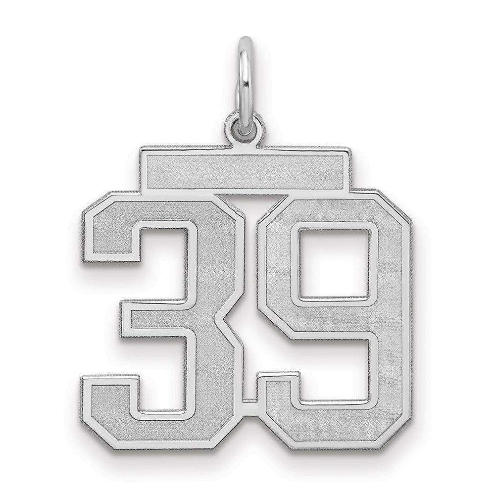 Sterlingsilber Silber/rhodiniert Satiniert Zahl 39 Charm